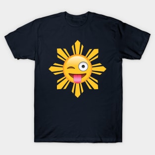 Philippines Sun Tongue Out Wink Emoji T-Shirt